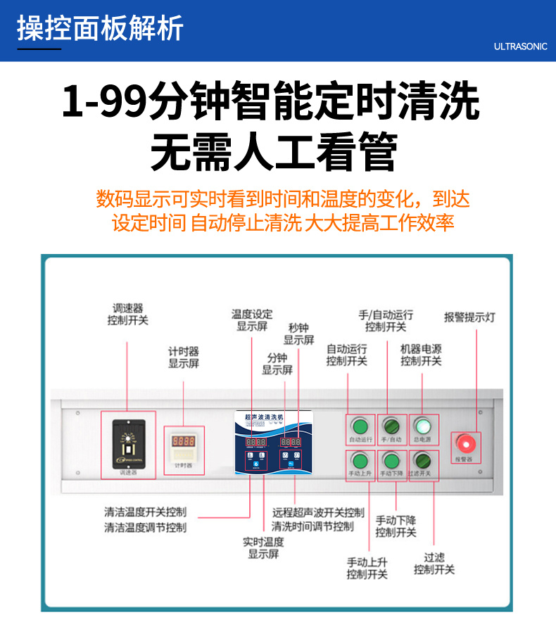 61L 900W冠博仕GM1860SL單槽超聲波清洗機帶過濾循環升降系統